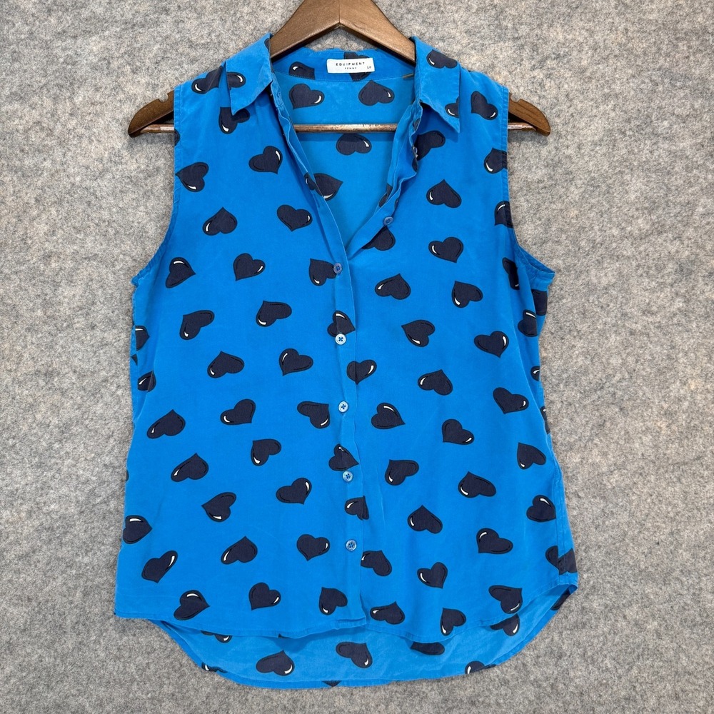 Equipment Femme Colleen 100% Silk Hearts Tank Top Blouse Womens Small Pennys Top